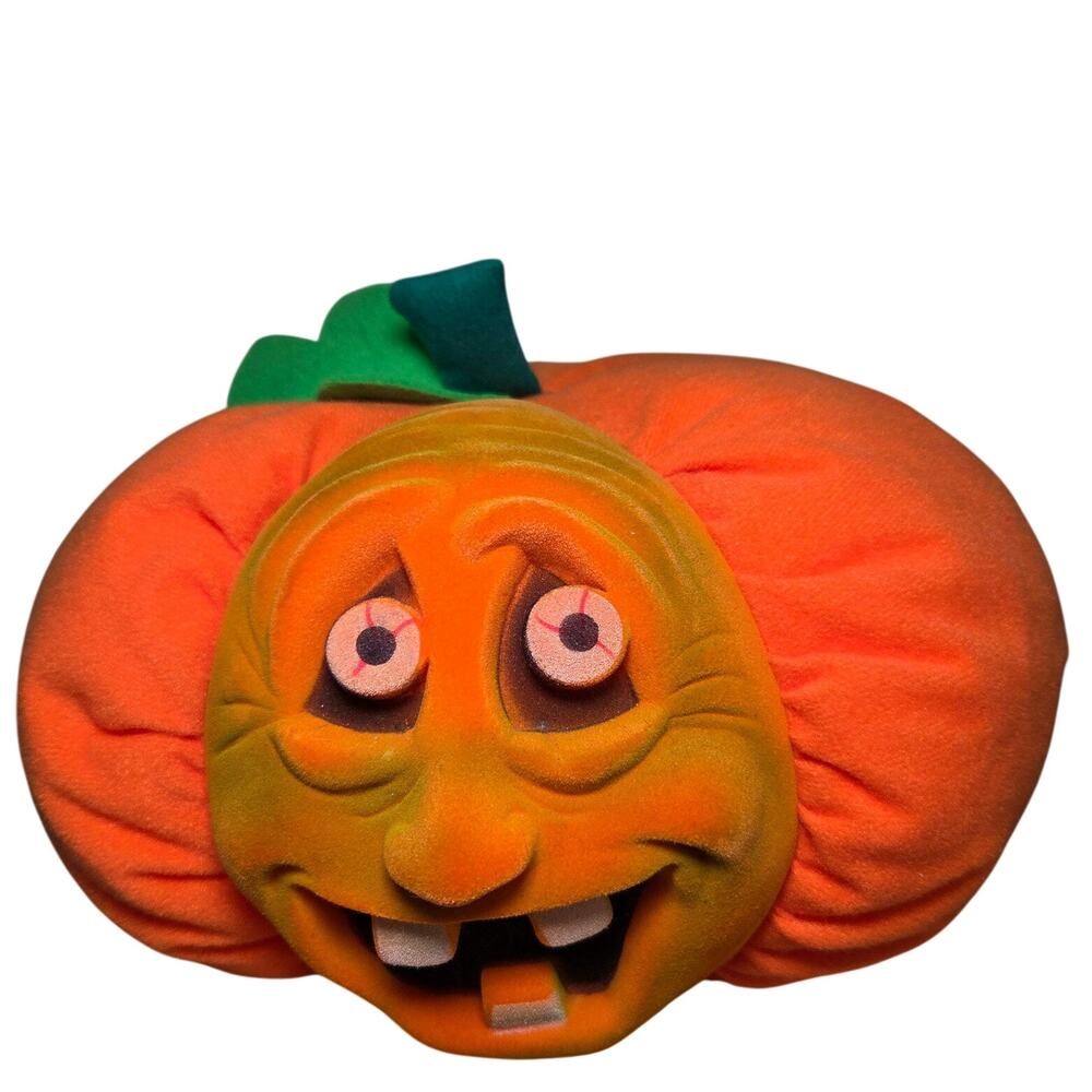 Vintage Stuffins Halloween plush Jack O' Latern molded 3D face 1997